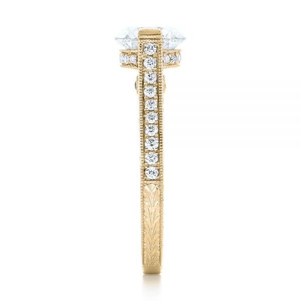 18k Yellow Gold 18k Yellow Gold Custom Diamond And Blue Sapphire Engagement Ring - Side View - 102134