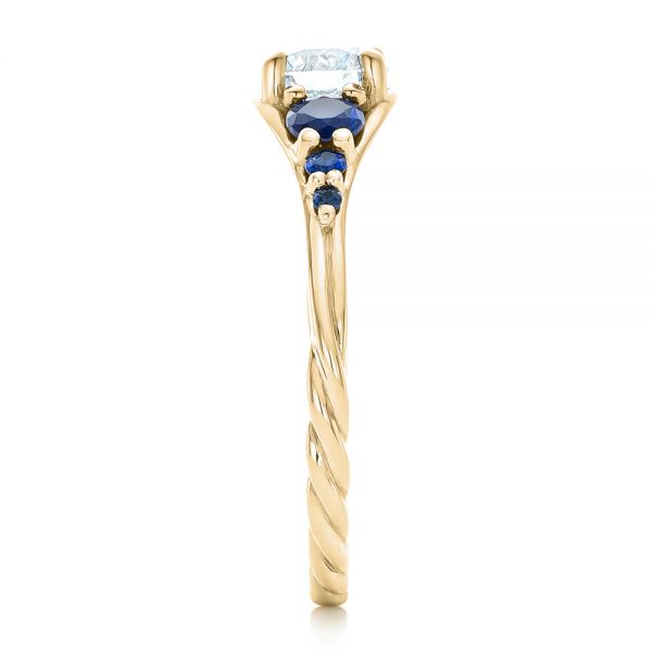14k Yellow Gold 14k Yellow Gold Custom Diamond And Blue Sapphire Engagement Ring - Side View - 102336
