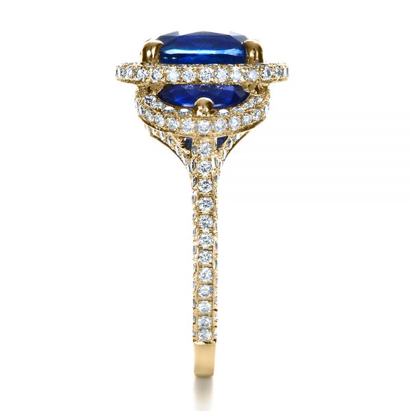 14k Yellow Gold 14k Yellow Gold Custom Diamond And Blue Sapphire Engagement Ring - Side View - 1405