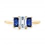 18k Yellow Gold 18k Yellow Gold Custom Diamond And Blue Sapphire Engagement Ring - Top View -  102031 - Thumbnail