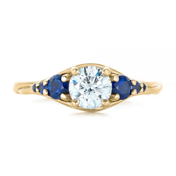 14k Yellow Gold 14k Yellow Gold Custom Diamond And Blue Sapphire Engagement Ring - Top View - 102336