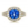 14k Yellow Gold 14k Yellow Gold Custom Diamond And Blue Sapphire Engagement Ring - Top View -  1212 - Thumbnail