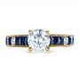 14k Yellow Gold 14k Yellow Gold Custom Diamond And Blue Sapphire Engagement Ring - Top View -  1387 - Thumbnail