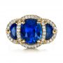 18k Yellow Gold 18k Yellow Gold Custom Diamond And Blue Sapphire Engagement Ring - Top View -  1405 - Thumbnail