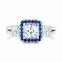  14K Gold Custom Diamond And Blue Sapphire Engagement Ring - Top View -  102409 - Thumbnail