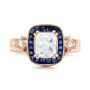 18k Rose Gold 18k Rose Gold Custom Diamond And Blue Sapphire Halo Engagement Ring - Top View -  102889 - Thumbnail