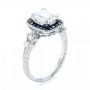 18k White Gold Custom Diamond And Blue Sapphire Halo Engagement Ring