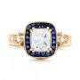 18k Yellow Gold 18k Yellow Gold Custom Diamond And Blue Sapphire Halo Engagement Ring - Top View -  102889 - Thumbnail