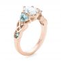 18k Rose Gold 18k Rose Gold Custom Diamond And Blue Topaz Engagement Ring - Three-Quarter View -  102249 - Thumbnail