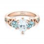 14k Rose Gold 14k Rose Gold Custom Diamond And Blue Topaz Engagement Ring - Flat View -  102249 - Thumbnail