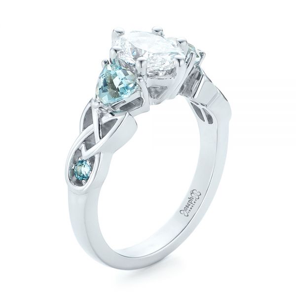 Custom Organic Diamond And Blue Topaz Engagement Ring #100600 - Seattle  Bellevue | Joseph Jewelry