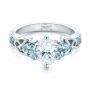 14k White Gold Custom Diamond And Blue Topaz Engagement Ring - Flat View -  102249 - Thumbnail