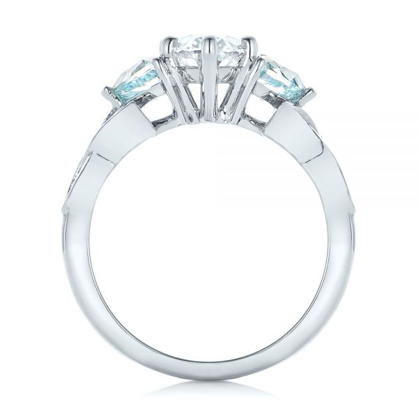 14k White Gold Custom Diamond And Blue Topaz Engagement Ring - Front View - 102249