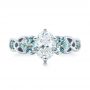 14k White Gold Custom Diamond And Blue Topaz Engagement Ring - Top View -  102249 - Thumbnail