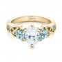 14k Yellow Gold 14k Yellow Gold Custom Diamond And Blue Topaz Engagement Ring - Flat View -  102249 - Thumbnail