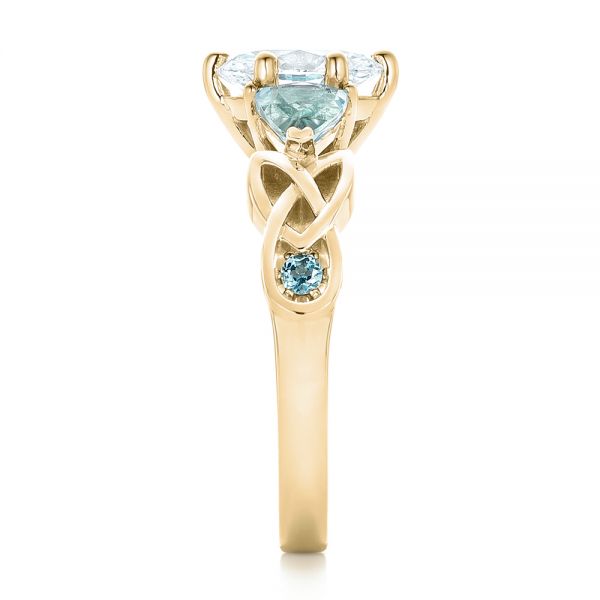 18k Yellow Gold 18k Yellow Gold Custom Diamond And Blue Topaz Engagement Ring - Side View -  102249