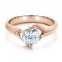14k Rose Gold And Platinum 14k Rose Gold And Platinum Custom Diamond And Brushed Metal Engagement Ring - Flat View -  100050 - Thumbnail