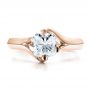 18k Rose Gold And 14K Gold 18k Rose Gold And 14K Gold Custom Diamond And Brushed Metal Engagement Ring - Top View -  100050 - Thumbnail