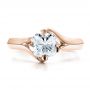 14k Rose Gold And Platinum 14k Rose Gold And Platinum Custom Diamond And Brushed Metal Engagement Ring - Top View -  100050 - Thumbnail