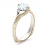 14k White Gold And 14K Gold 14k White Gold And 14K Gold Custom Diamond And Brushed Metal Engagement Ring - Three-Quarter View -  100050 - Thumbnail