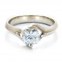  Platinum And 14K Gold Custom Diamond And Brushed Metal Engagement Ring - Flat View -  100050 - Thumbnail