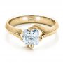 14k Yellow Gold And 18K Gold 14k Yellow Gold And 18K Gold Custom Diamond And Brushed Metal Engagement Ring - Flat View -  100050 - Thumbnail
