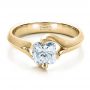 14k Yellow Gold And 14K Gold 14k Yellow Gold And 14K Gold Custom Diamond And Brushed Metal Engagement Ring - Flat View -  100050 - Thumbnail