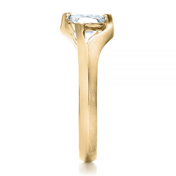 14k Yellow Gold And 14K Gold 14k Yellow Gold And 14K Gold Custom Diamond And Brushed Metal Engagement Ring - Side View -  100050