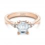 14k Rose Gold 14k Rose Gold Custom Diamond And Emerald Engagement Ring - Flat View -  101438 - Thumbnail