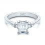 14k White Gold Custom Diamond And Emerald Engagement Ring - Flat View -  101438 - Thumbnail