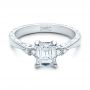 18k White Gold 18k White Gold Custom Diamond And Emerald Engagement Ring - Flat View -  101438 - Thumbnail