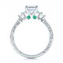 14k White Gold Custom Diamond And Emerald Engagement Ring - Front View -  101438 - Thumbnail