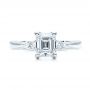14k White Gold Custom Diamond And Emerald Engagement Ring - Top View -  101438 - Thumbnail