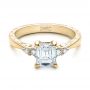 14k Yellow Gold 14k Yellow Gold Custom Diamond And Emerald Engagement Ring - Flat View -  101438 - Thumbnail