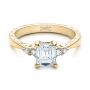 14k Yellow Gold 14k Yellow Gold Custom Diamond And Emerald Engagement Ring - Flat View -  101438 - Thumbnail
