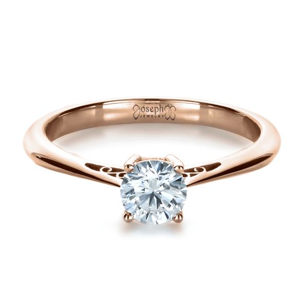 14k Rose Gold 14k Rose Gold Custom Diamond And Filigree Engagement Ring - Flat View -  1222