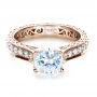 14k Rose Gold 14k Rose Gold Custom Diamond And Filigree Engagement Ring - Flat View -  1290 - Thumbnail