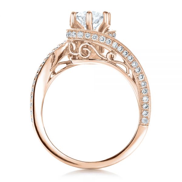 14k Rose Gold 14k Rose Gold Custom Diamond And Filigree Engagement Ring - Front View - 100129