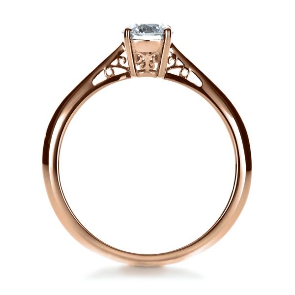 14k Rose Gold 14k Rose Gold Custom Diamond And Filigree Engagement Ring - Front View -  1222