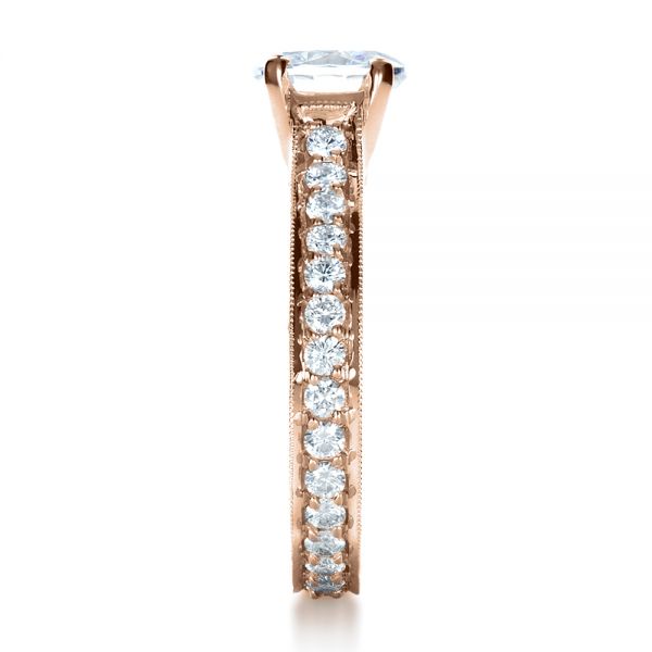 18k Rose Gold 18k Rose Gold Custom Diamond And Filigree Engagement Ring - Side View -  1290