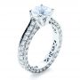 14k White Gold 14k White Gold Custom Diamond And Filigree Engagement Ring - Three-Quarter View -  1290 - Thumbnail