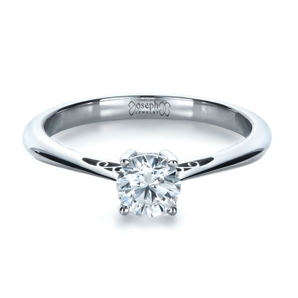 18k White Gold 18k White Gold Custom Diamond And Filigree Engagement Ring - Flat View -  1222