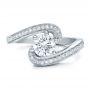  Platinum Custom Diamond And Filigree Engagement Ring - Top View -  100129 - Thumbnail