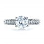 18k White Gold Custom Diamond And Filigree Engagement Ring - Top View -  1290 - Thumbnail