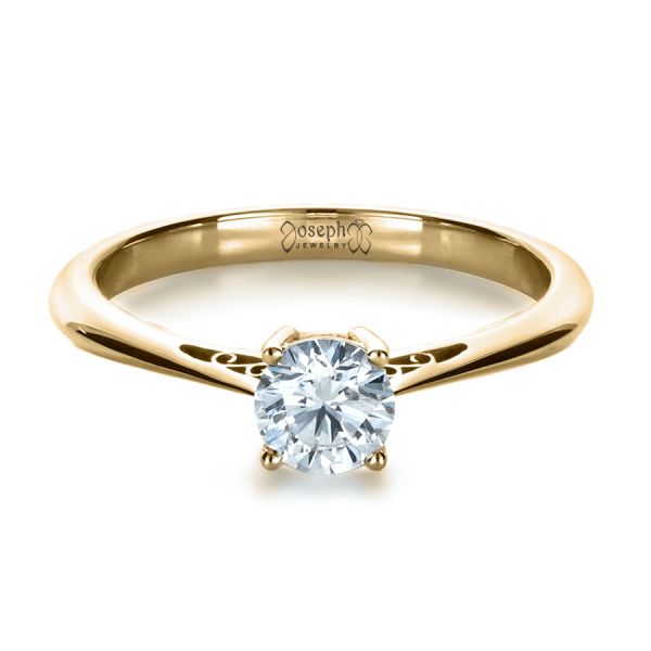 14k Yellow Gold 14k Yellow Gold Custom Diamond And Filigree Engagement Ring - Flat View -  1222