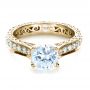 18k Yellow Gold 18k Yellow Gold Custom Diamond And Filigree Engagement Ring - Flat View -  1290 - Thumbnail
