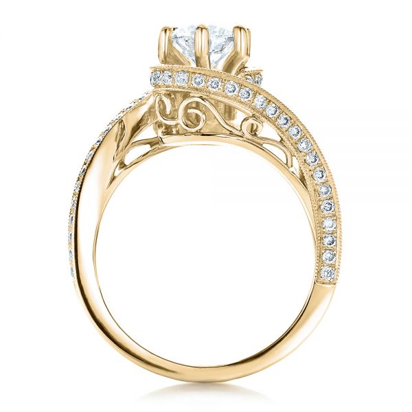 18k Yellow Gold 18k Yellow Gold Custom Diamond And Filigree Engagement Ring - Front View - 100129