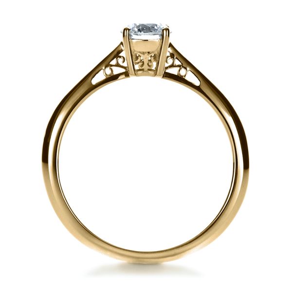18k Yellow Gold 18k Yellow Gold Custom Diamond And Filigree Engagement Ring - Front View -  1222