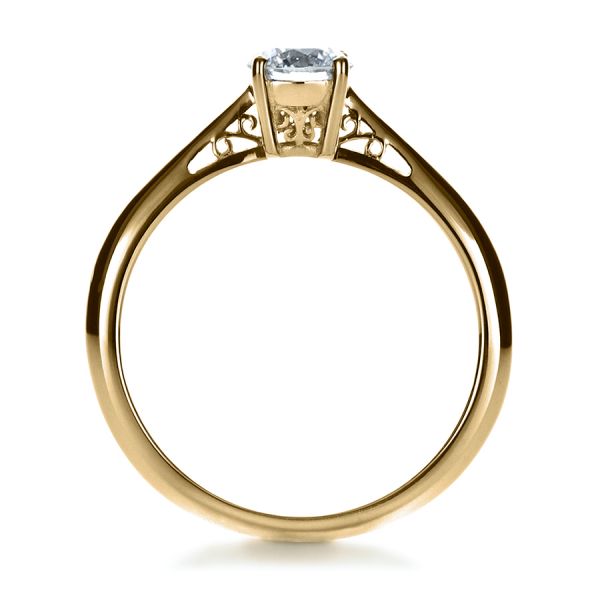 14k Yellow Gold 14k Yellow Gold Custom Diamond And Filigree Engagement Ring - Front View -  1222