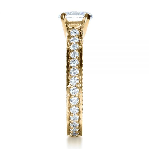 14k Yellow Gold 14k Yellow Gold Custom Diamond And Filigree Engagement Ring - Side View -  1290